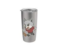 Dessin animé Wolf Rugby Run Gobelet isotherme en acier inoxydable double paroi