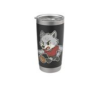 Dessin animé Wolf Rugby Run Gobelet isotherme en acier inoxydable double paroi