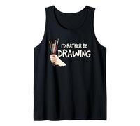 Dessin Artist I'd Rather Be Drawing Art Pinceau Citation Débardeur