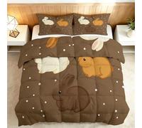 Dessiné à la main Minimaliste Couette Imprimée Réversible 200 x 200 cm, Couette sans Housse Dessin Animé Animaux Lapin Pois 4 Saisons Lavable - Édredon Chaud Courtepointe Léger pour Garçons Filles