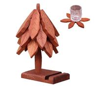 Dessous de plat en bois anti-brûlure avec 1 support, tapis résistant à la chaleur avec support de téléphone - pour la maison, le restaurant, la cuisine, la table, les plats chauds, théière, bol