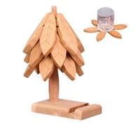 Dessous de plat en bois antidérapant avec 1 support, tapis résistant à la chaleur avec support de téléphone - pour restaurant, cuisine, table, plats chauds, théière, bol