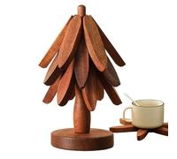 Dessous De Plat en Bois en Forme d'arbre, Trivet en Bois Arbre Anti Dérapants sous Verres en Forme D'Arbres Pliable pour Cuisinière, Tasses, Théière, Bols