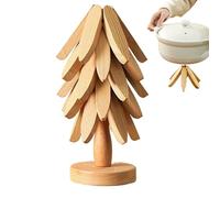 Dessous De Plat en Bois en Forme d'arbre, Trivet en Bois Arbre Anti Dérapants sous Verres en Forme D'Arbres Pliable pour Cuisinière, Tasses, Théière, Bols