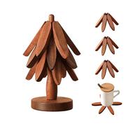 Dessous De Plat en Bois en Forme d'arbre, Trivet en Bois Arbre sous Verres en Forme D'Arbres Pads Résistants À La Chaleur Et Pliables pour Marmites, Poêles, Bols, Théières
