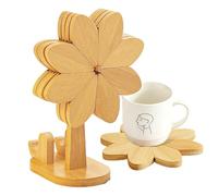 Dessous de plat en bois | Moulin à vent avec support de téléphone, ensemble de dessous de plat pour poêle, assiette, bol, théière, cuisine, salon, table à manger, décoration d'intérieur