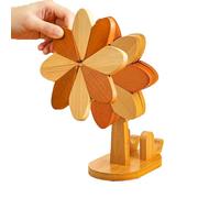 Dessous de plat en bois multi-usages, résistant à la chaleur, support de 10 cm avec support de téléphone, plat chaud, dessous de plat de cuisine avec motif moulin à vent, organisateur de vaisselle