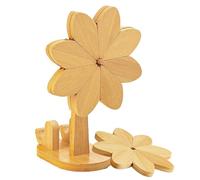 Dessous de plat en bois multi-usages, résistant à la chaleur, support de 10 cm avec support de téléphone, plat chaud, dessous de plat de cuisine avec motif moulin à vent, organisateur de vaisselle