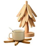 Dessous de Plat en Bois Naturel pour Plats Chauds, casseroles et poêles Chaudes, Dessous de Plat en Bois, sous-Verres empilables, Coussinets en Forme d'arbre de antidérapant