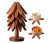 Dessous de plat en forme d'arbre naturel résistant à la chaleur Décoration | Dessous de plat en forme de sapin de Noël pour cuisine, comptoir, vaisselle, casseroles, bols, théière, table à manger