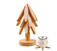 Dessous De Plat - sous-Verres en Forme d'arbre - Dessous De Plat Pliable en Bois Multifonctionnel Résistant À La Chaleur pour Théière Poêle Bol Le Diamètre Déplié Est De 20 Cm