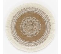 Dessous De Plat Tressé En Lin, Sous-Verre Fait À La Main, Pompon, Broderie, Coussin De Tasse, Style Bohème, Napperon De Table Antidérapant, Isolation Thermique, Tapis De Tasse À Café