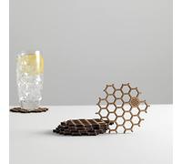 Dessous de Verre en Bois Bambou - Lot de 6 sous Verre pour Coupe bière et Tasse café en Forme d'alvéole d'abeilles, décor Creative et Design (Lot de 6 Hexagonal)