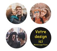 Dessous de Verre Personnalisés Photo, sous-Verres en Cuir PVC Personnalisables, Set de 4 sous-Tasses avec Image Logo Texte, Cadeau Maison Café Bureau, Rond