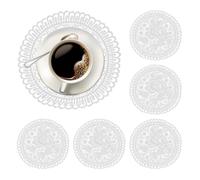 Dessous de verre rond creux avec broderie en dentelle pour table à manger, assiette, bol, sous-verre décoratif en dentelle (15 cm 1)