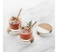 Dessous de verre rond marbre acacia Point Virgule - Les 4
