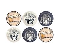 Dessous de Verre/sous bocks (Lot de 6) en Carton absorbants | Messages Originaux | Fabriqué en France | Ustensiles pour Bar et vins