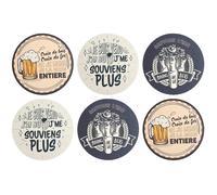 Dessous de Verre/sous bocks (Lot de 6) en Carton absorbants Messages Originaux Fabriqué en Ustensiles pour Bar et