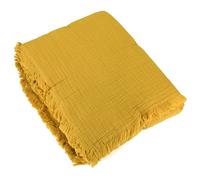 Dessus de lit 180x250 cm BREHAT 100% gaze de coton jaune miel