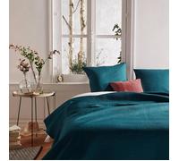 Dessus de lit 2 taies ""Dolce"" bleu 260x240cm - Atmosphera Créateur d'intérieur