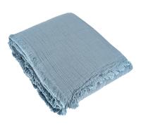 Dessus de lit 230x250 cm BREHAT 100% gaze de coton bleu orage
