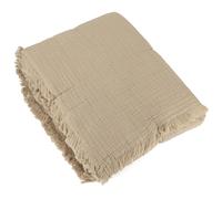 Dessus de lit 230x250 cm BREHAT 100% gaze de coton marron galet