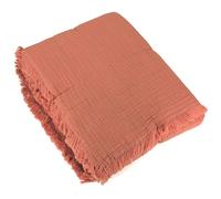 Dessus de lit 230x250 cm BREHAT 100% gaze de coton rouge sienne
