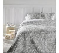 Dessus de lit 260 x 240 cm + 2 Taies 60 x 60 cm ""Marie"" Atmosphera - Gris - Gris -