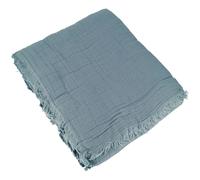 Dessus de lit 270x250 cm BREHAT 100% gaze de coton bleu orage