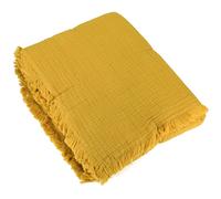 Dessus de lit 270x250 cm BREHAT 100% gaze de coton jaune miel