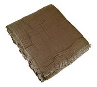 Dessus de lit 270x250 cm BREHAT 100% gaze de coton marron moka