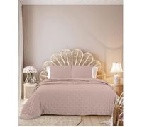 Dessus de lit Sixtine Rose - 240x260cm - Boutis uni 2 Places - Couvre lit matelassé- Autrefois