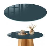 Dessus de Table 100 cm | Rond | Décoré | Épaisseur 4 mm | Gris foncé | Pour Bureau | Multi-usages | Verre Trempé | Bords Polis | Patins Antidérapants Inclus