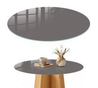 Dessus de Table 80 cm | Rond | Décoré | Épaisseur 4 mm | Gris foncé | pour Salon | Verre Trempé | Bords Polis | Patins Antidérapants Inclus | Multi-usages