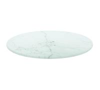 Dessus de table/Plateau de table, XINWO, blanc Ø30x0,8cm verre trempé avec design marbre @990