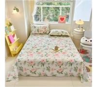 Dessus plat floral vintage - Drap en coton d'art premium doux, motif fleurs sauvages romantiques chic avec panda, drap plat uniquement pour femmes et filles, thème jardin literie décorative (#5, 200