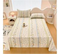 Dessus plat floral vintage - Drap en coton d'art premium doux, motif fleurs sauvages romantiques chic avec panda, drap plat uniquement pour femmes et filles, literie décorative thème jardin (#15, 200