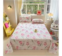 Dessus plat floral vintage - Drap plat seulement en coton d'art premium doux, motif chic de fleurs sauvages romantiques et pandas pour femmes et filles, literie décorative thème jardin (#21, 230 × 250