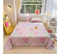 Dessus plat floral vintage - Drap plat uniquement en coton d'art premium doux, motif chic fleurs sauvages romantiques et panda pour femmes et filles, literie décorative thème jardin (#18, 160 × 230 cm