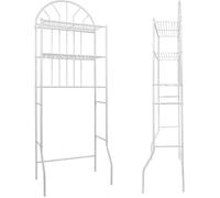 Dessus Toilettes / Machine à Laver Etagère Rangement en Métral (Sans poinçon) Meuble de Salle de Bain Pont WC 59 x 33 x 173CM Blanc