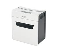 Destructeur de Documents Leitz 80930000 Micro-Broyage P-5, Capacité 3 Feuilles, Panier 10L, Compatible Trombones et Agrafes, 277x179x354mm Gris/Blanc