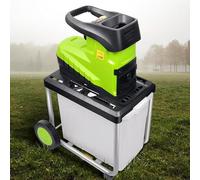 Destructeur de feuilles électrique, broyeur puissant de 2800 W avec vitesse de coupe de 5000 tr/min, interrupteur de réinitialisation de sécurité, grandes roues pour une mobilité facile, convertit les