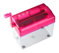 Destructeur de Papier de Bureau Manuel Compact pour Table, Rouge | Broyeur à Manivelle sans Électricité, Boîte Transparente, Métal et Plastique, Maison, Enseignants, Relevés Bancaires