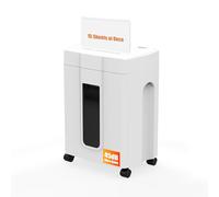Destructeur de papier ultra silencieux de 45 dB, 15 feuilles à coupe croisée pour usage domestique avec poubelle coulissante de 18 L et roulettes, déchiqueteuse de bureau blanche pour documents