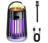 Destructeur d'insectes, 2000 V, tue-mouches électrique avec brosse de nettoyage, câble de charge USB, double charge solaire et USB, mode double fonction, lampe anti-moustiques d'extérieur et