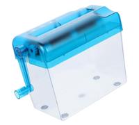 Destructeur Manuel de Table A6 Bleu ABS à Manivelle pour Papiers | Alimentation, Bac Transparent et Corbeille, pour Cartes et Carton, Usage Maison ou Comptoir