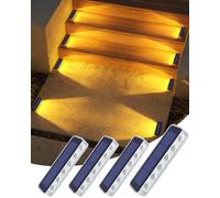 DetarZinLED Lampe Solaire Exterieur IP68 Etanche, Blanc Chaud, Lot de 4 | Matière en PC, Auto Adhesive, LED Eclairage Spot Solaire Exterieur, pour Escalier, Jardin, Sol, Terrasse, Chemin, Allée