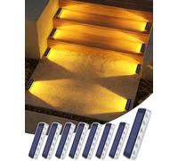 DetarZinLED Lampe Solaire Exterieur IP68 Etanche, Blanc Chaud, Lot de 8 | Matière en PC, Auto Adhesive, LED Eclairage Spot Solaire Exterieur, pour Escalier, Jardin, Sol, Terrasse, Chemin, Allée