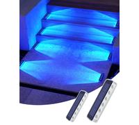 DetarZinLED Lampe Solaire Exterieur IP68 Etanche, Bleu, Lot de 2 | Matière en PC, Auto Adhesive, LED Eclairage Spot Solaire Exterieur, pour Escalier, Jardin, Sol, Terrasse, Chemin, Allée