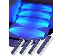 DetarZinLED Lampe Solaire Exterieur IP68 Etanche, Bleu, Lot de 4 | Matière en PC, Auto Adhesive, LED Eclairage Spot Solaire Exterieur, pour Escalier, Jardin, Sol, Terrasse, Chemin, Allée
